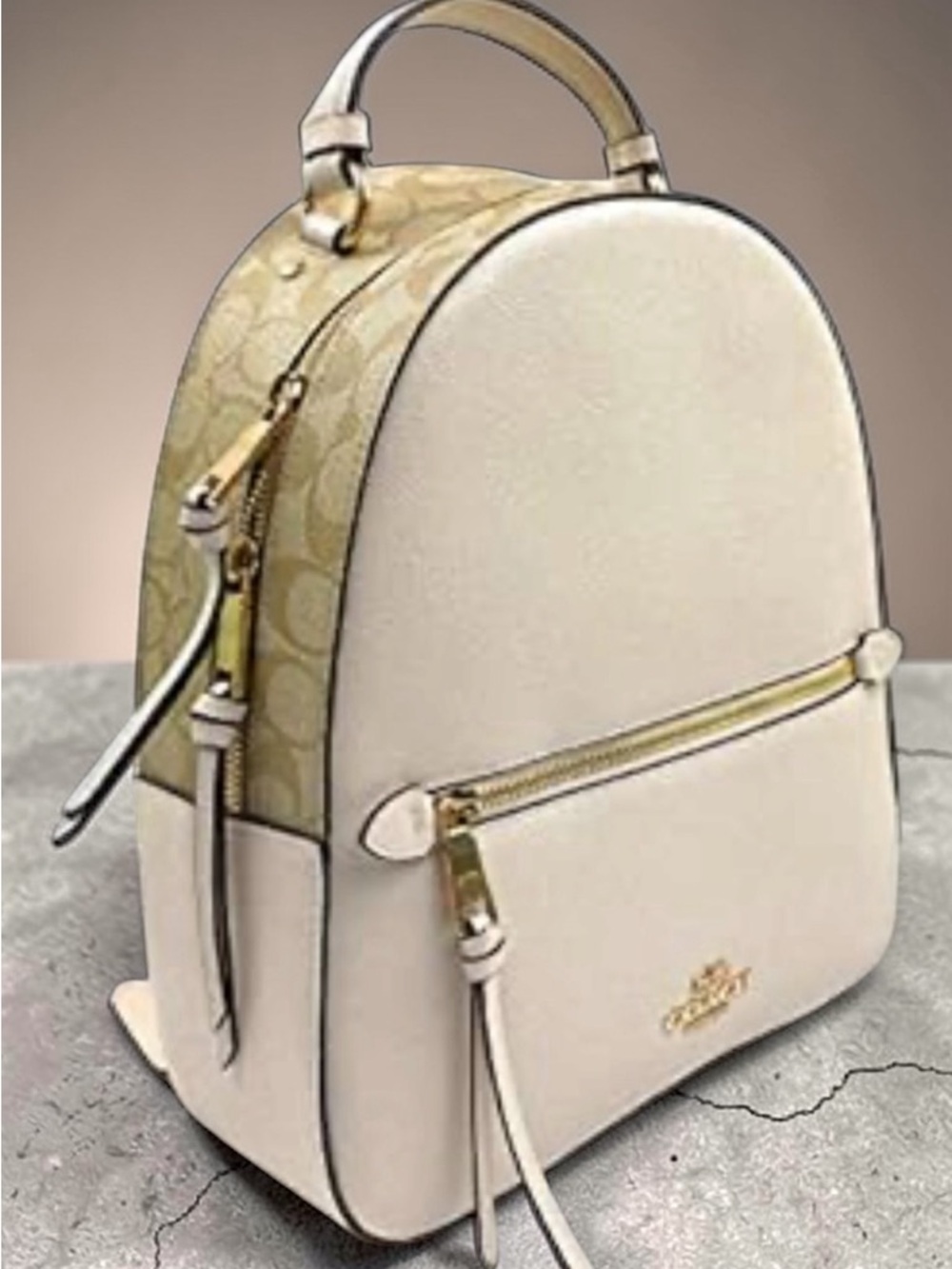 Coach Jordyn Cream & Tan Signature Canvas Mini Backpack - Picture 4 of 10